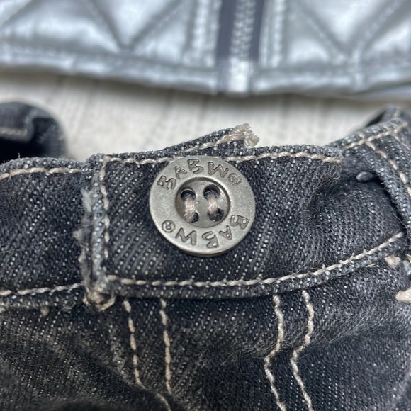 Build a Bear black denim jeans & silver puffer vest chain/pocket detail- jeans - Picture 9 of 10